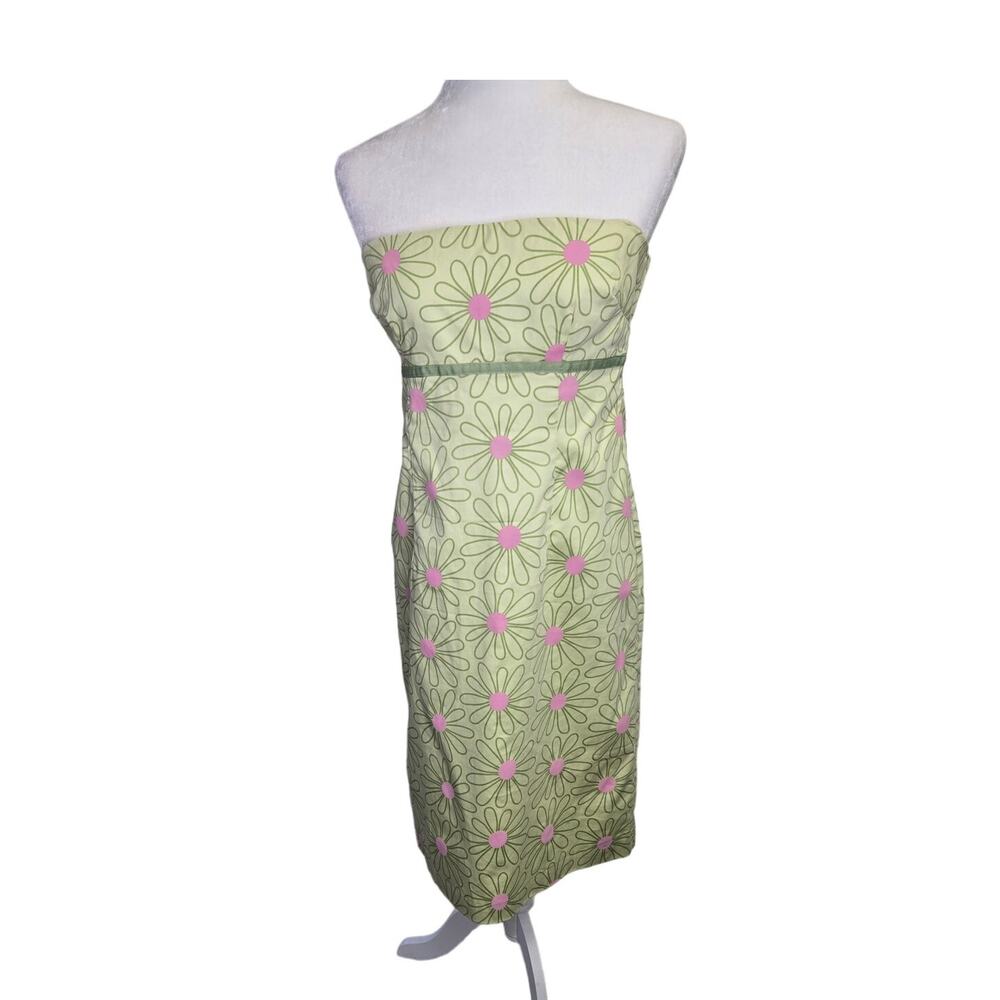Jillian Jones Y2K Strapless Dress Pink & green Daisy size 8